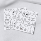 Muñeca de papel para colorear con ropa y accesorios – 2 láminas