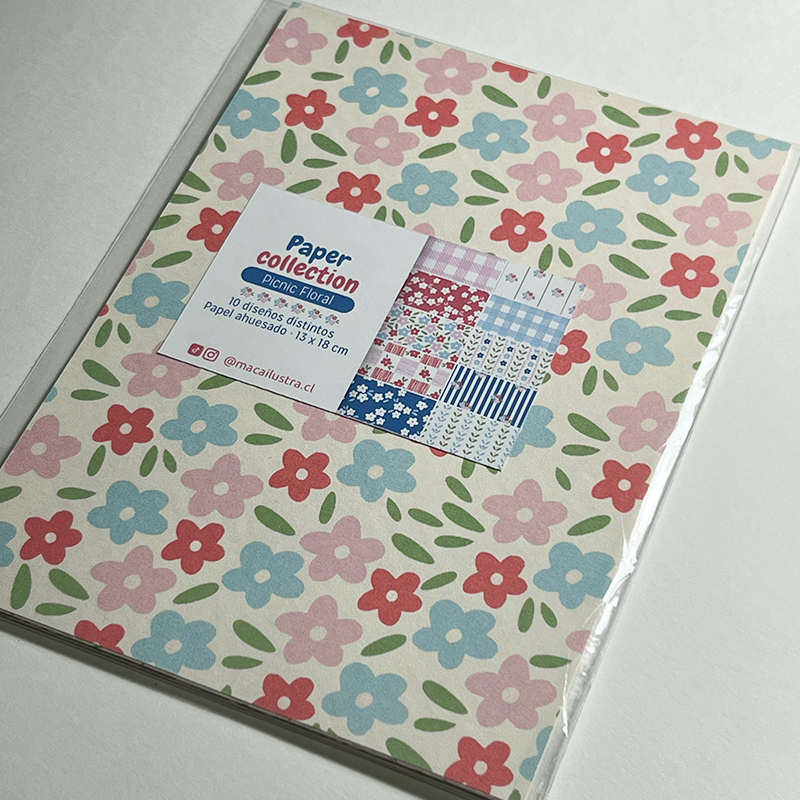 Pack Picnic Floral de papeles decorativos para journaling – 10 diseños